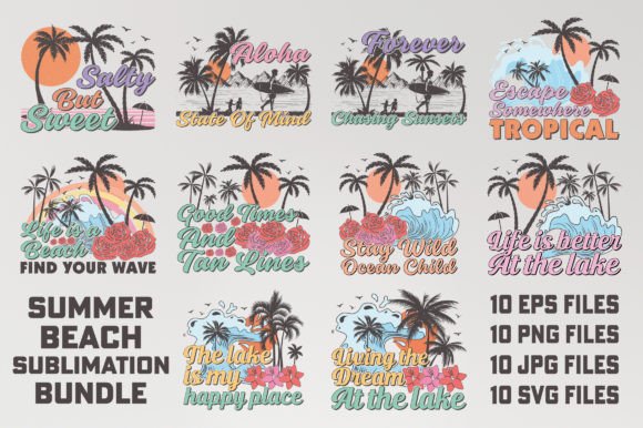 A Review of Vintage Summer Beach Graphics for T-Shirt Designs