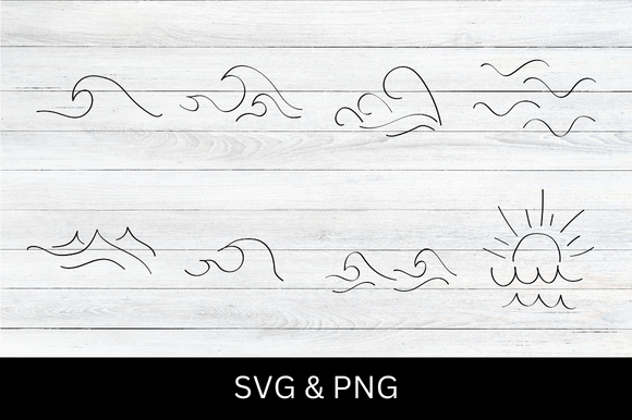 Beach Waves Bundle SVG: Graphics for T-Shirt Designs