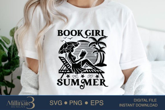 Book Girl Summer Vintage SVG for Graphics & T-Shirt Designs