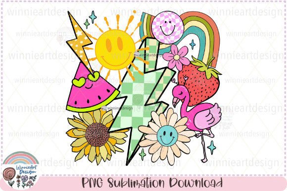 Groovy Summer Vibes PNG for T-Shirt Graphics & Marketing
